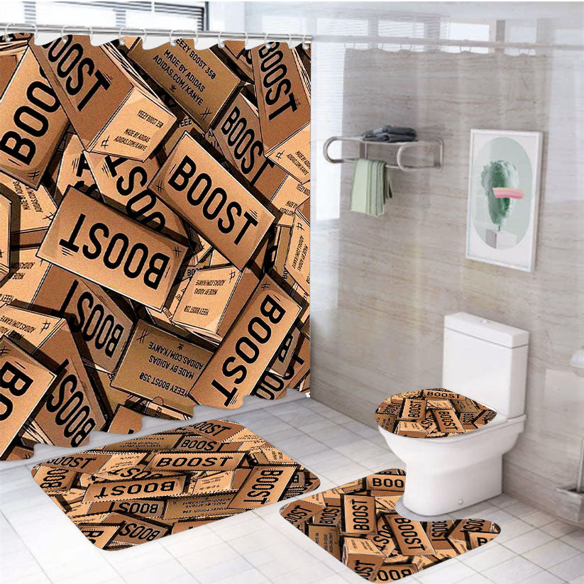 Yeezy Boost 700 Box Pattern 4Pcs Bathroom Set Shower Curtain