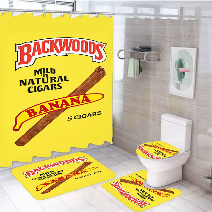 Yellow Backwoods Honey Berry Tobbaco Banana 4Pcs Bathroom Set Shower Curtain