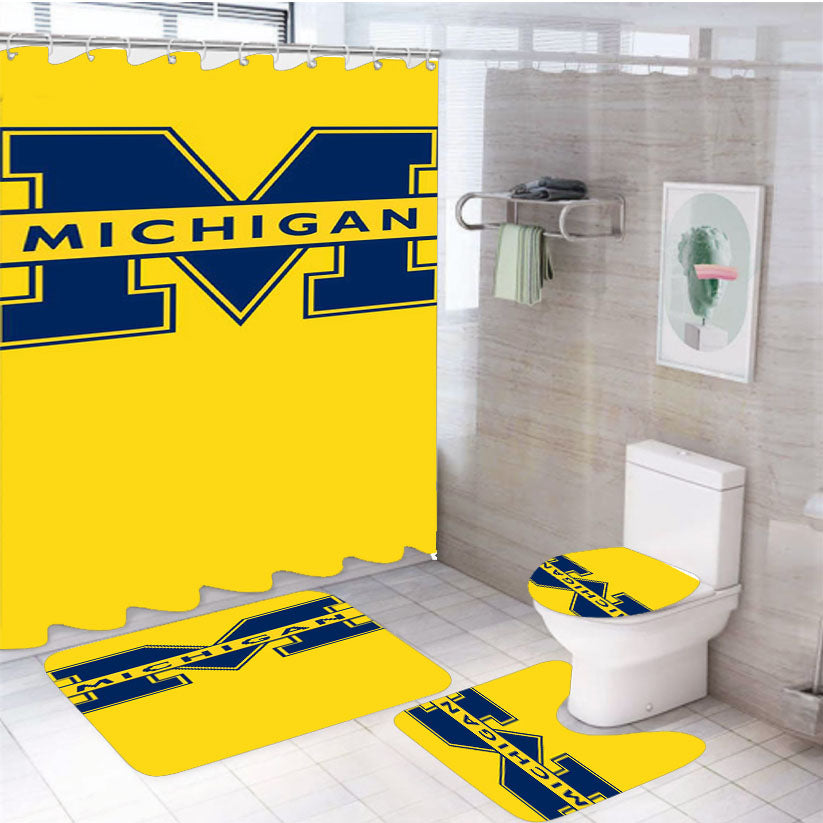 Yellow Michigan 4Pcs Bathroom Set Shower Curtain