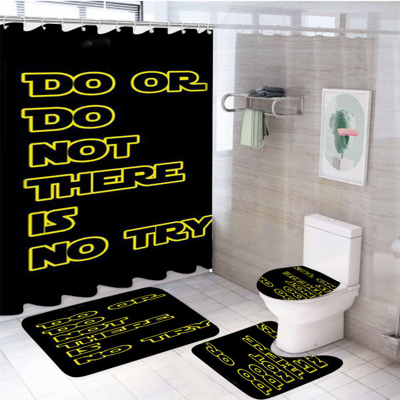 Yoda Quote Star Wars 4Pcs Bathroom Set Shower Curtain