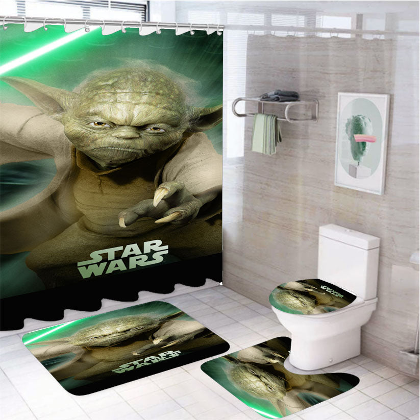 Yoda Star Wars 4Pcs Bathroom Set Shower Curtain