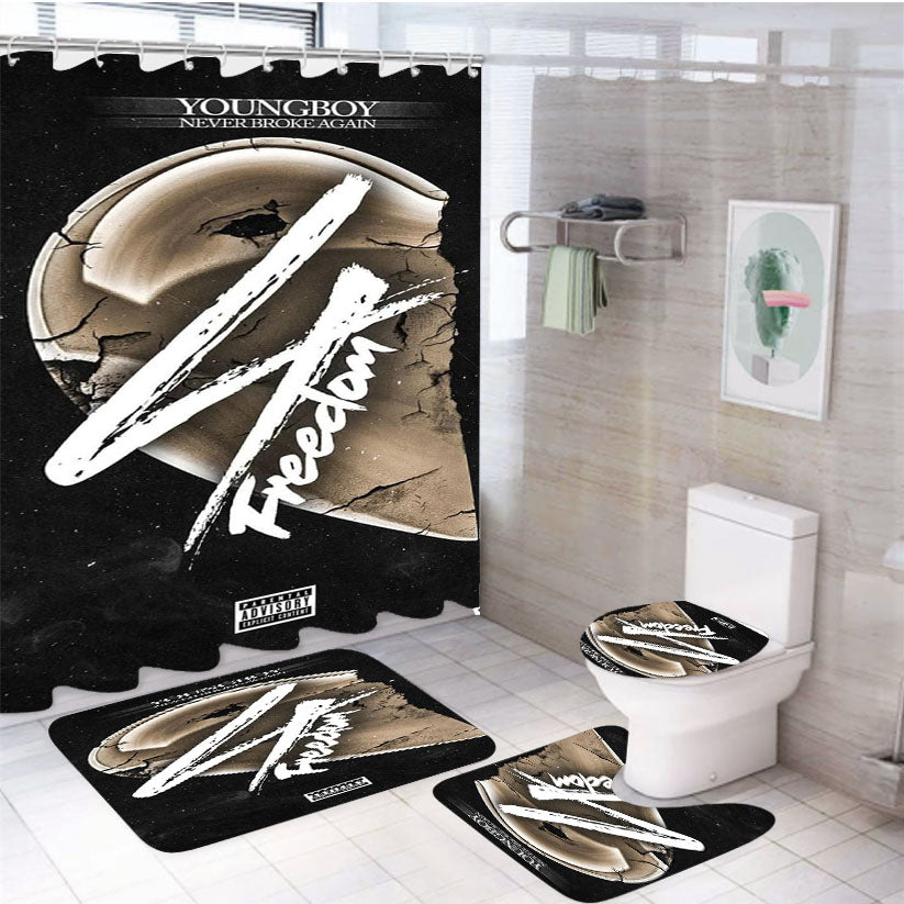 Youngboy Nba 4 Freedom 4Pcs Bathroom Set Shower Curtain