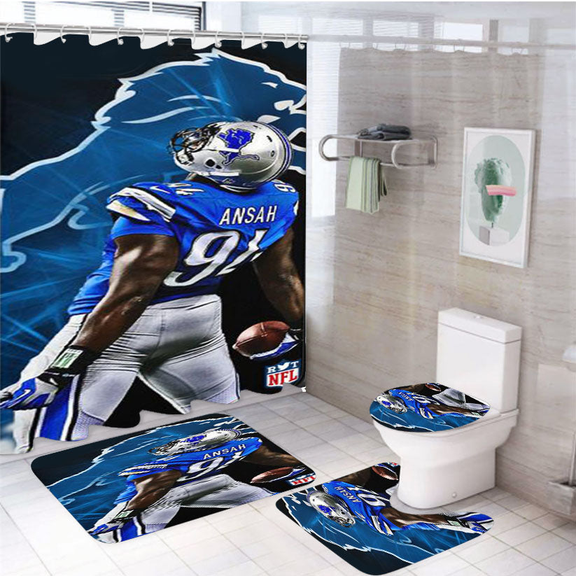 Ziggy Ansah Detroit Lions 4Pcs Bathroom Set Shower Curtain