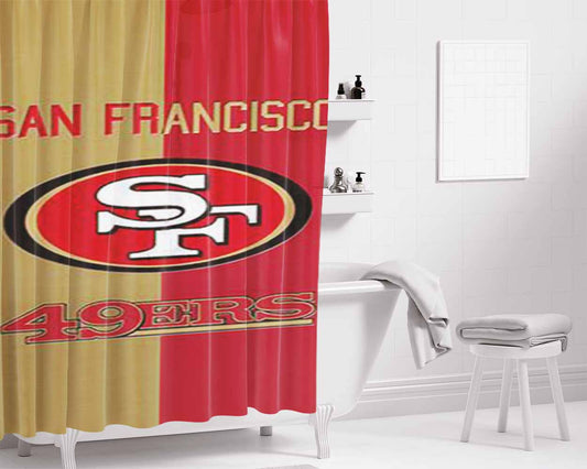 76Ers Blu White Red Bathroom Shower Curtain Fabric Waterproof | 66 X 72 Inch