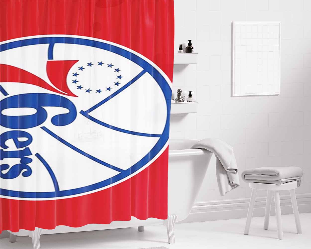 76Ers Emblem Bathroom Shower Curtain Fabric Waterproof | 66 X 72 Inch