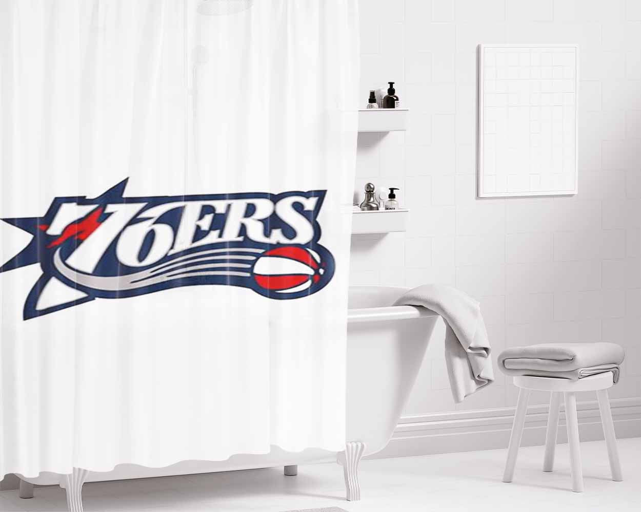 76Ers Gold Bathroom Shower Curtain Fabric Waterproof | 66 X 72 Inch