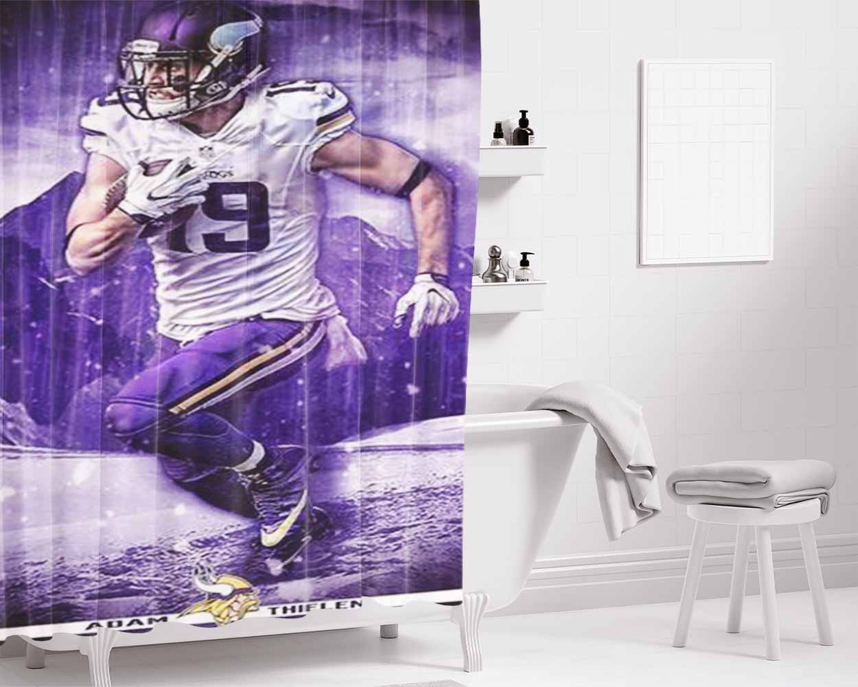 Adam Thielen Minnesota Viking 2 Bathroom Shower Curtain Fabric Waterproof | 66 X 72 Inch