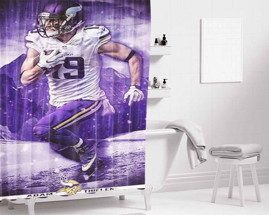 Adam Thielen Minnesota Viking 2 Bathroom Shower Curtain Fabric Waterproof | 66 X 72 Inch