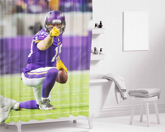 Adam Thielen Minnesota Vikings Bathroom Shower Curtain Fabric Waterproof | 66 X 72 Inch