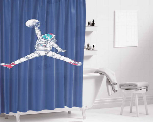 Air Jordan Astronaut Space Dunk Bathroom Shower Curtain Fabric Waterproof | 66 X 72 Inch