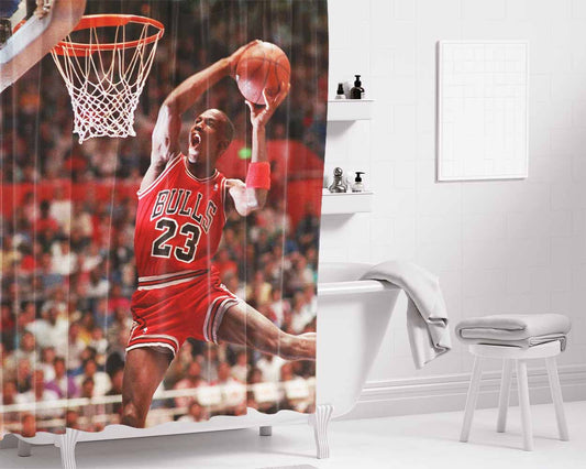 Air Jordan Basketball Bathroom Shower Curtain Fabric Waterproof | 66 X 72 Inch