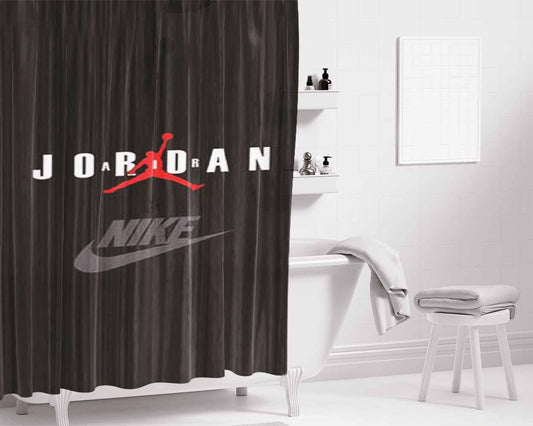 Air Jordan Black Wood Grain Bathroom Shower Curtain Fabric Waterproof | 66 X 72 Inch