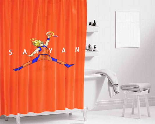 Air Jordan Goku Saiyan Bathroom Shower Curtain Fabric Waterproof | 66 X 72 Inch