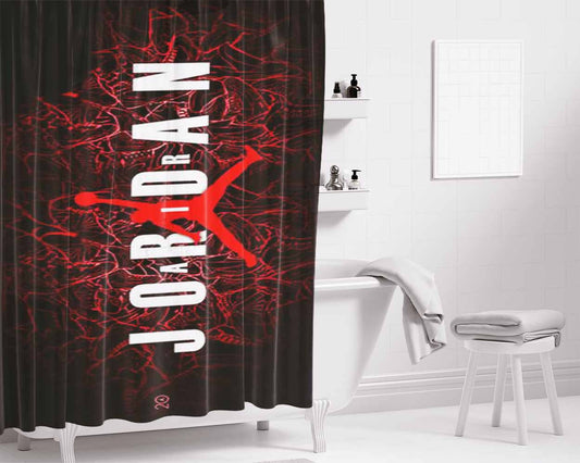 Air Jordan Red Wallpaper Bathroom Shower Curtain Fabric Waterproof | 66 X 72 Inch