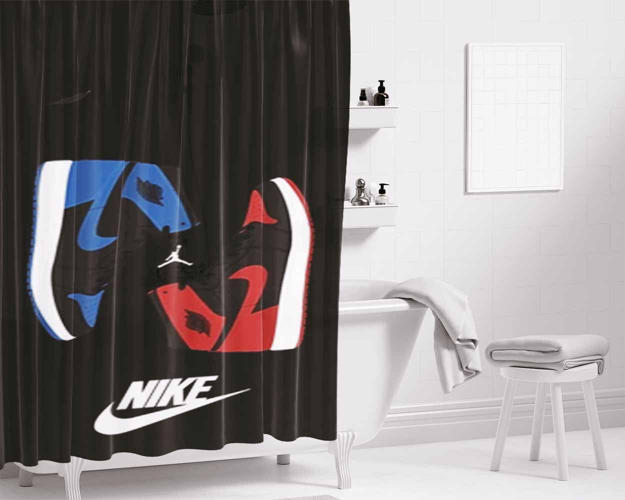 Air Jordan Sneakers Bathroom Shower Curtain Fabric Waterproof | 66 X 72 Inch