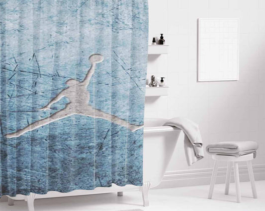Air Jordan Steel Texture Logo Bathroom Shower Curtain Fabric Waterproof | 66 X 72 Inch