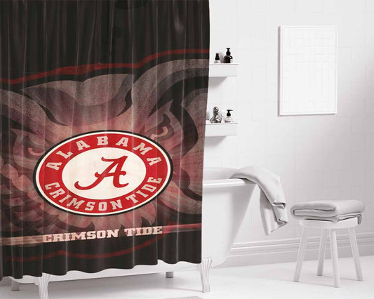 Alabama Crimson Tide 6 Bathroom Shower Curtain Fabric Waterproof | 66 X 72 Inch