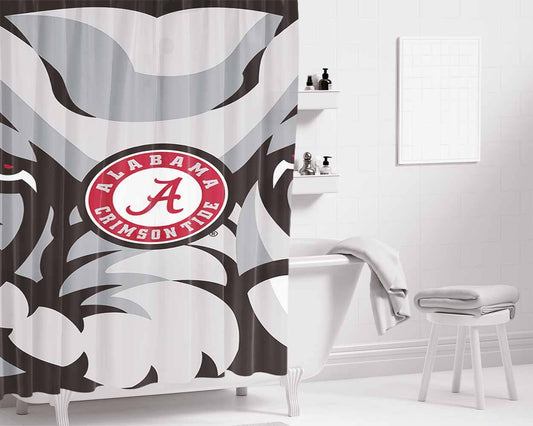 Alabama Crimson Tide Crim Bathroom Shower Curtain Fabric Waterproof | 66 X 72 Inch
