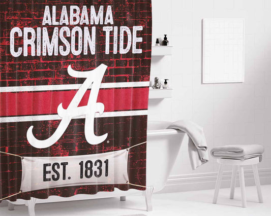 Alabama Crimson Tide Est 1831 Bathroom Shower Curtain Fabric Waterproof | 66 X 72 Inch