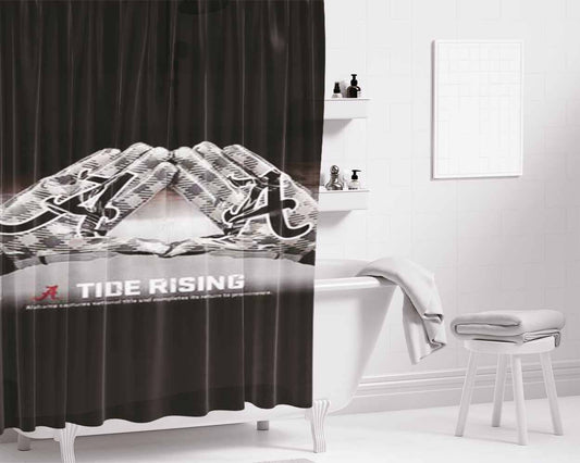 Alabama Crimson Tide Gloves Rising Bathroom Shower Curtain Fabric Waterproof | 66 X 72 Inch