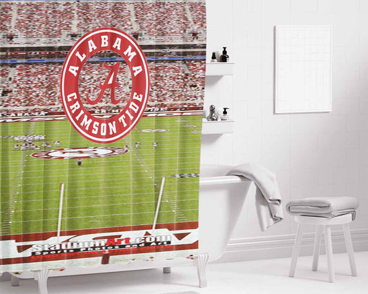 Alabama Crimson Tide Home Bathroom Shower Curtain Fabric Waterproof | 66 X 72 Inch