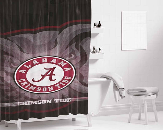 Alabama Crimson Tide Logo Bathroom Shower Curtain Fabric Waterproof | 66 X 72 Inch