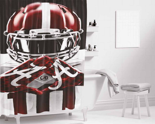 Alabama Crimson Tide Symbol Bathroom Shower Curtain Fabric Waterproof | 66 X 72 Inch