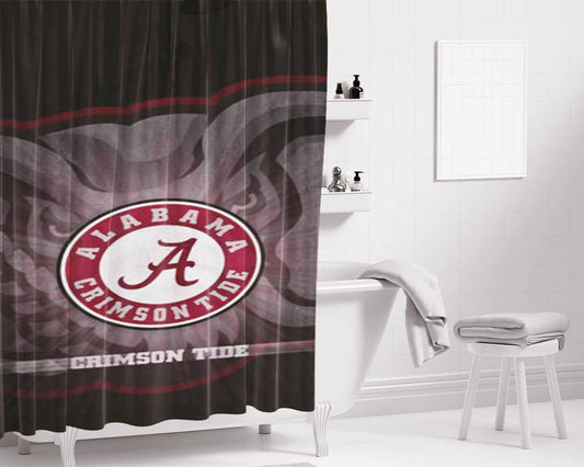 Alabama Crimson Tide Bathroom Shower Curtain Fabric Waterproof | 66 X 72 Inch