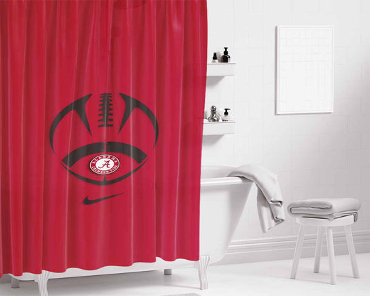 Alabama Football Nike Logo Bathroom Shower Curtain Fabric Waterproof | 66 X 72 Inch
