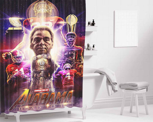 Alabama Football Poster Bathroom Shower Curtain Fabric Waterproof | 66 X 72 Inch