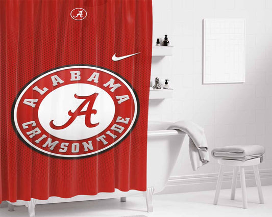Alabama Logo Ribbon Bathroom Shower Curtain Fabric Waterproof | 66 X 72 Inch
