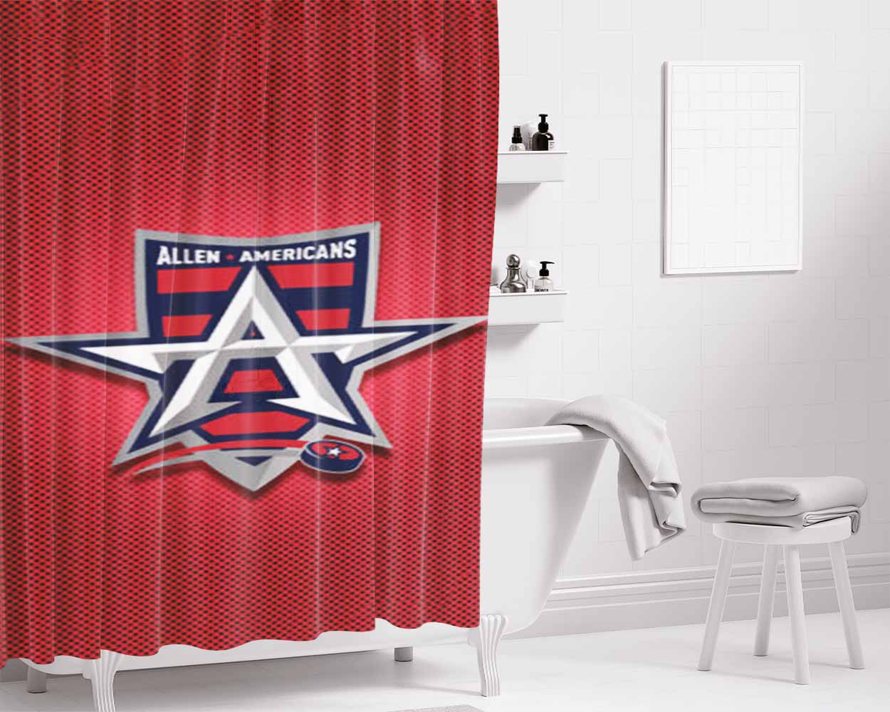 Allen Americans Bathroom Shower Curtain Fabric Waterproof | 66 X 72 Inch