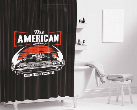 American Muscle Car Dodge Challenger Detroit Bathroom Shower Curtain Fabric Waterproof | 66 X 72 Inch