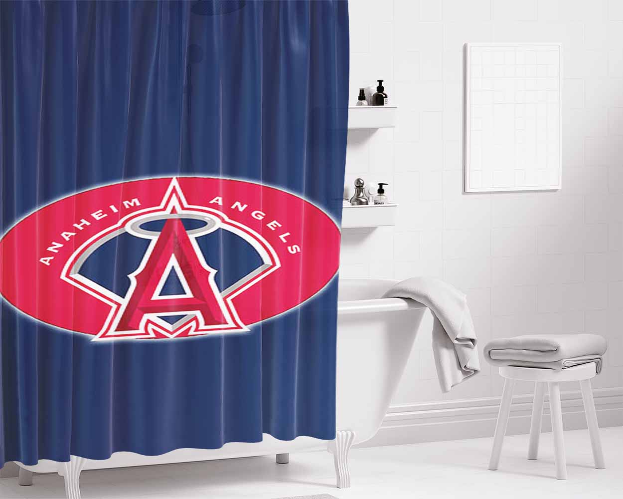 Anaheim Angels Bathroom Shower Curtain Fabric Waterproof | 66 X 72 Inch
