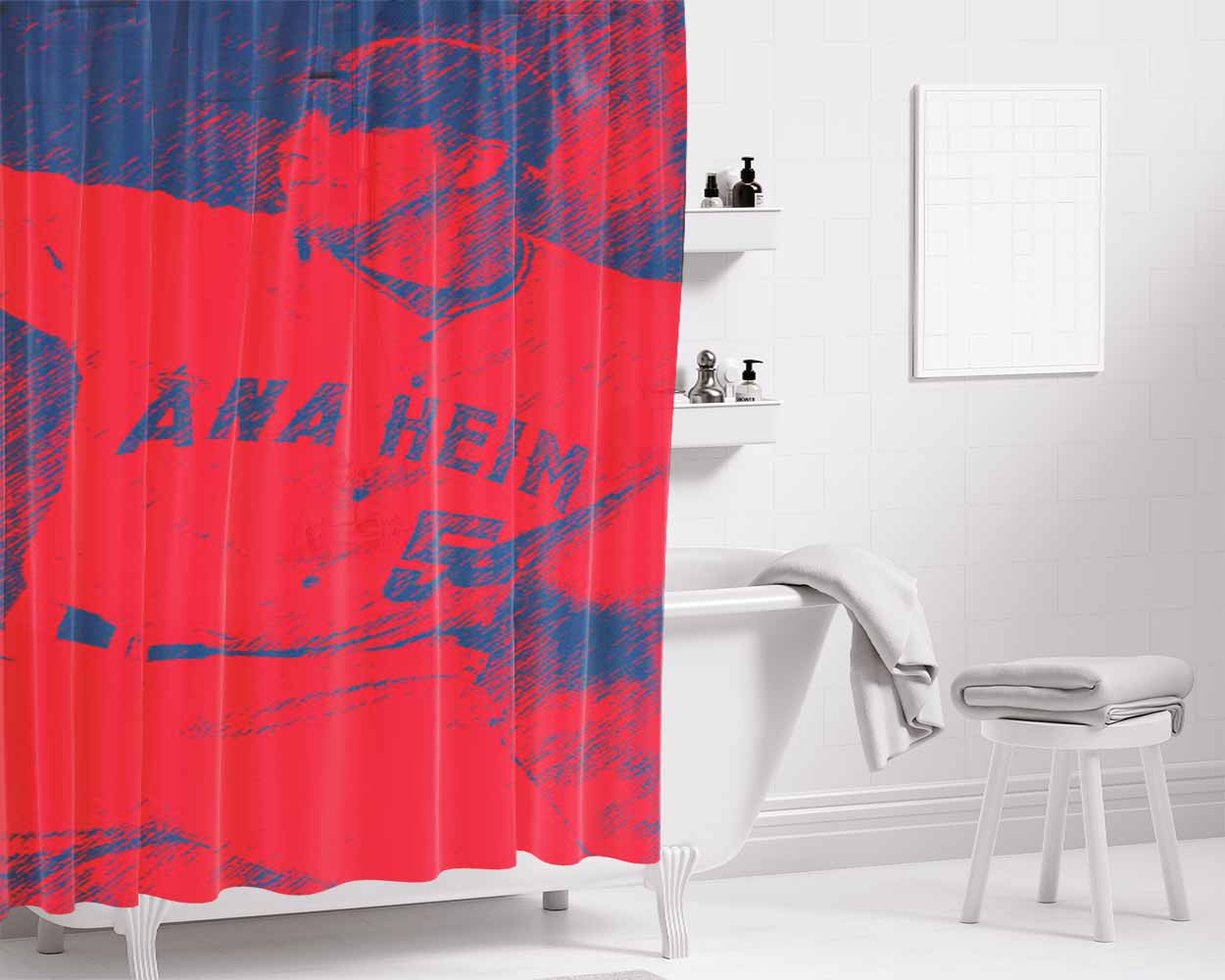 Anaheim Baseball Bathroom Shower Curtain Fabric Waterproof | 66 X 72 Inch