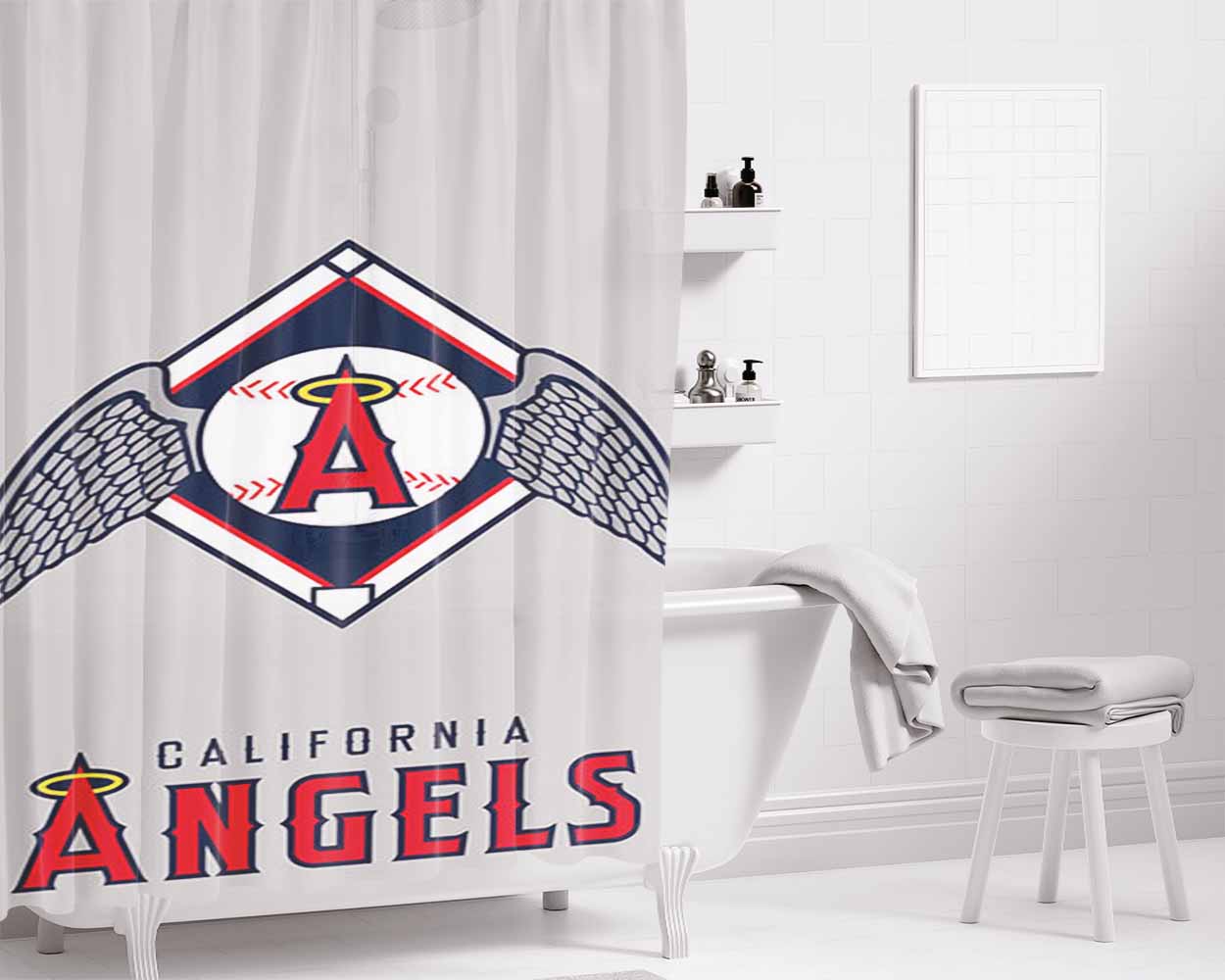 Angels California Bathroom Shower Curtain Fabric Waterproof | 66 X 72 Inch