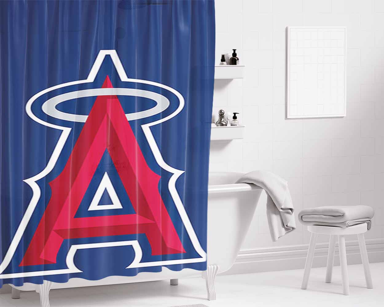 Angels Logo Bathroom Shower Curtain Fabric Waterproof | 66 X 72 Inch