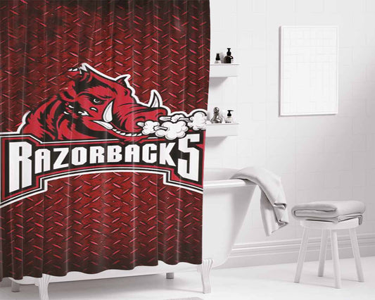 Arkansas Razorbacks Bathroom Shower Curtain Fabric Waterproof | 66 X 72 Inch