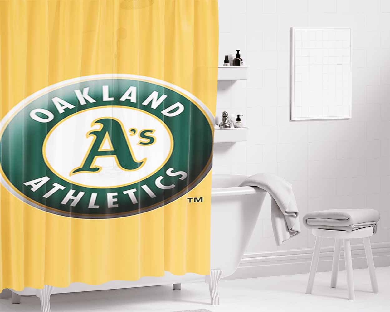 Athletic Oaklan Bathroom Shower Curtain Fabric Waterproof | 66 X 72 Inch