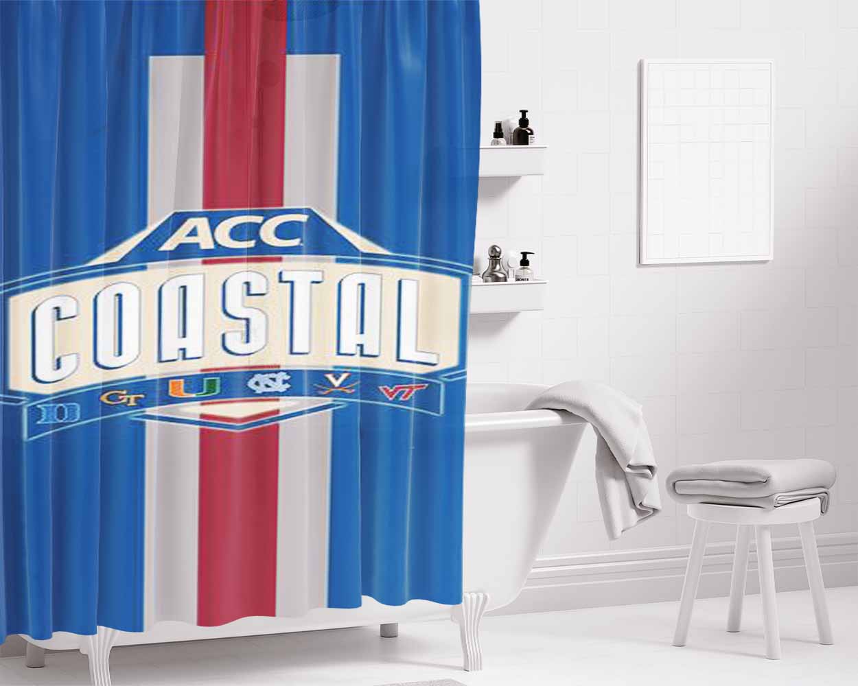 Atlantic Coast Conference Sign Bathroom Shower Curtain Fabric Waterproof | 66 X 72 Inch