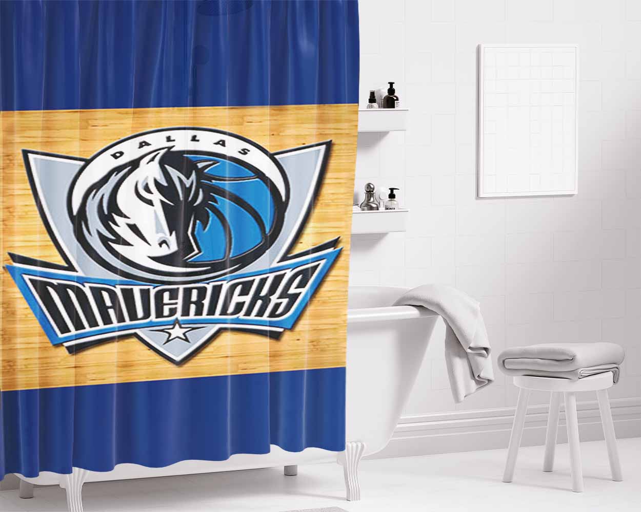 Balsavor Dallas Mavericks Bathroom Shower Curtain Fabric Waterproof | 66 X 72 Inch