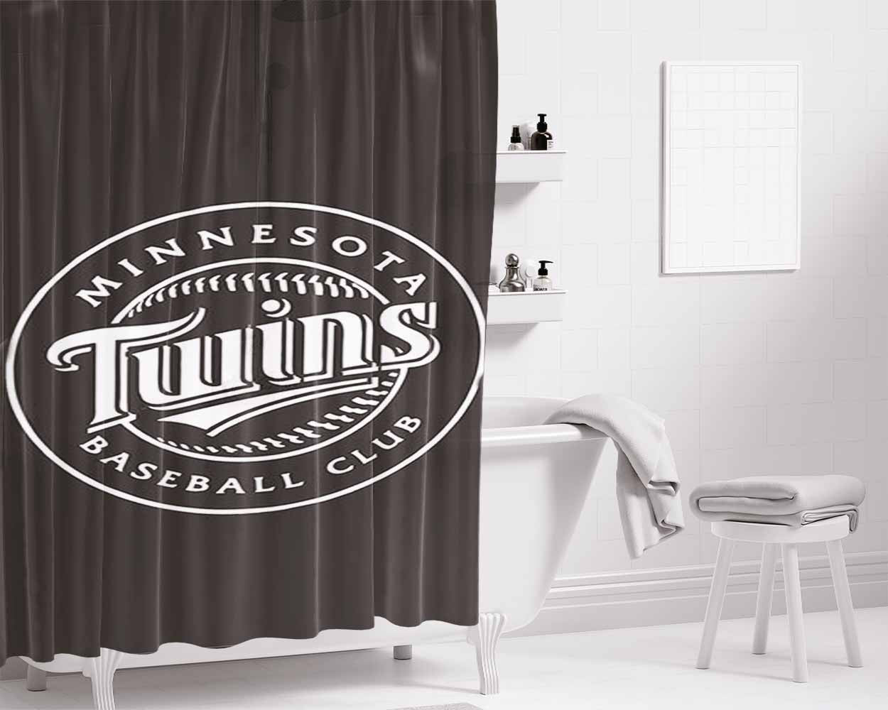 Baseball Club Minneshota Bathroom Shower Curtain Fabric Waterproof | 66 X 72 Inch