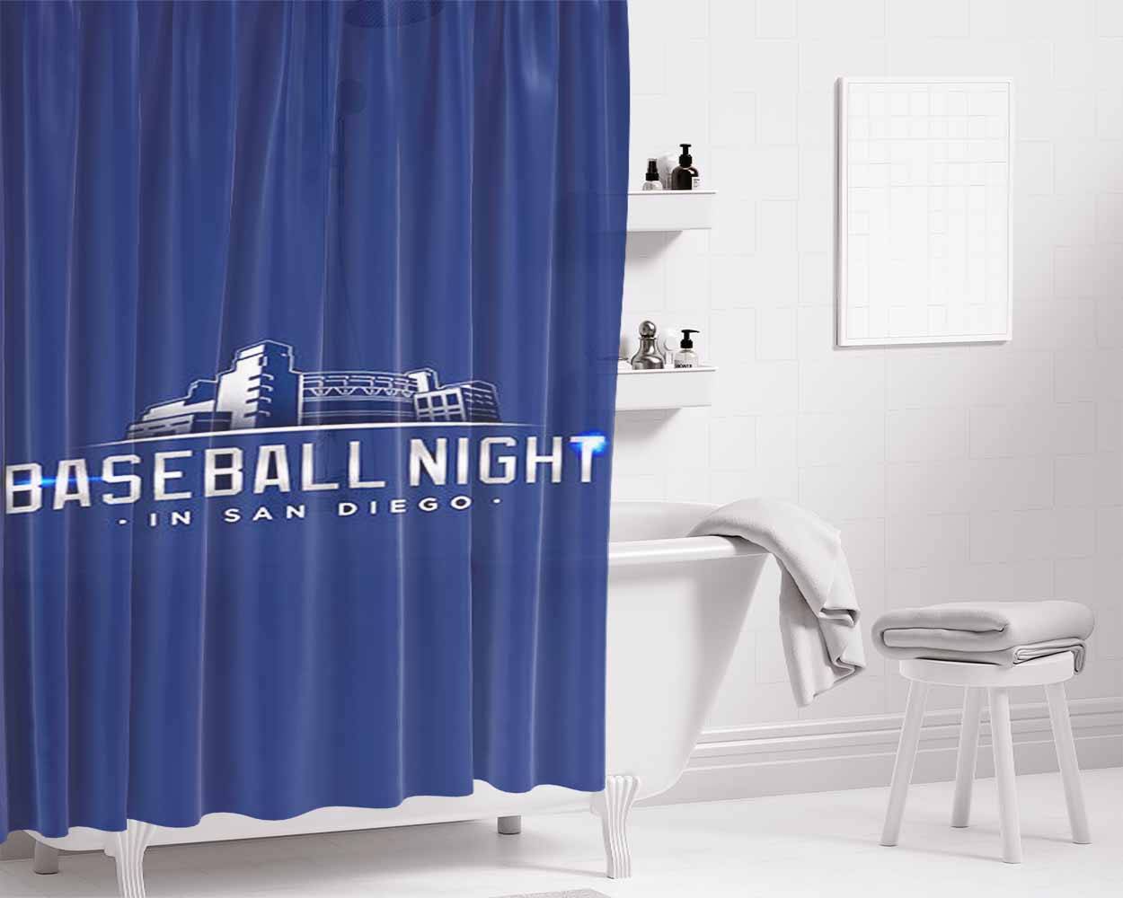 Baseball Night In San Diego Bathroom Shower Curtain Fabric Waterproof | 66 X 72 Inch