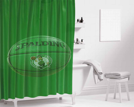 Basket Ball Green Spalding Bathroom Shower Curtain Fabric Waterproof | 66 X 72 Inch