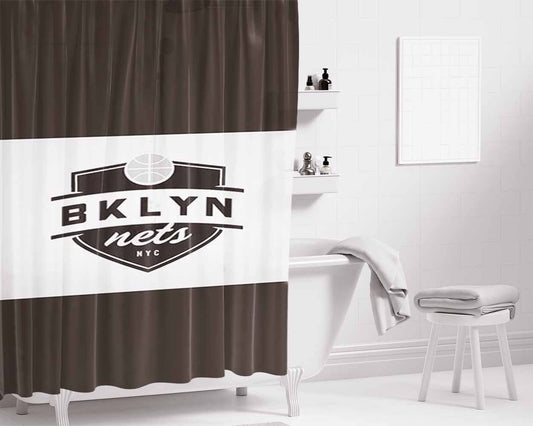 Bklyn Nets Bathroom Shower Curtain Fabric Waterproof | 66 X 72 Inch