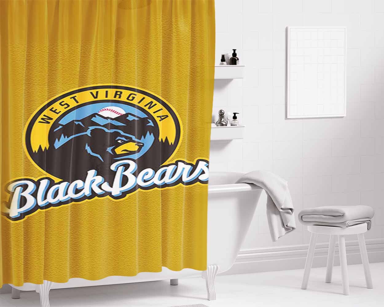 Black Bears Bathroom Shower Curtain Fabric Waterproof | 66 X 72 Inch