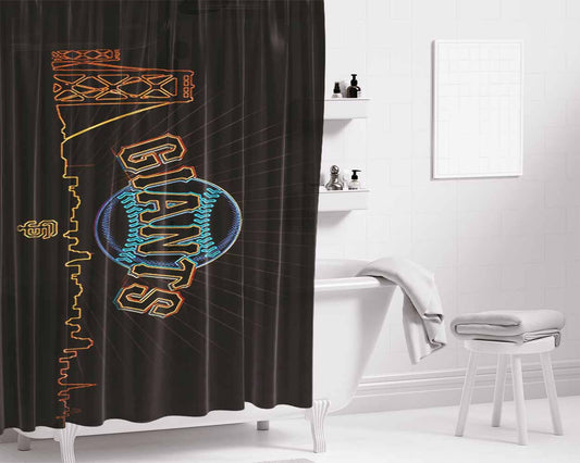 Black Giants Bathroom Shower Curtain Fabric Waterproof | 66 X 72 Inch