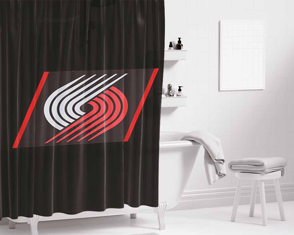 Blazer Logo Bathroom Shower Curtain Fabric Waterproof | 66 X 72 Inch