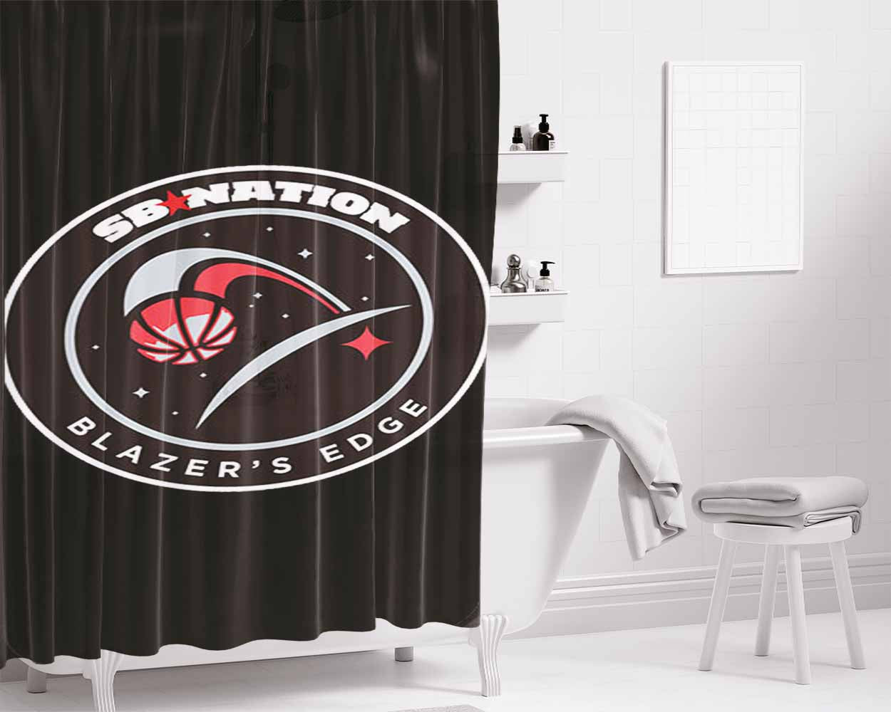 Blazers Edge Bathroom Shower Curtain Fabric Waterproof | 66 X 72 Inch
