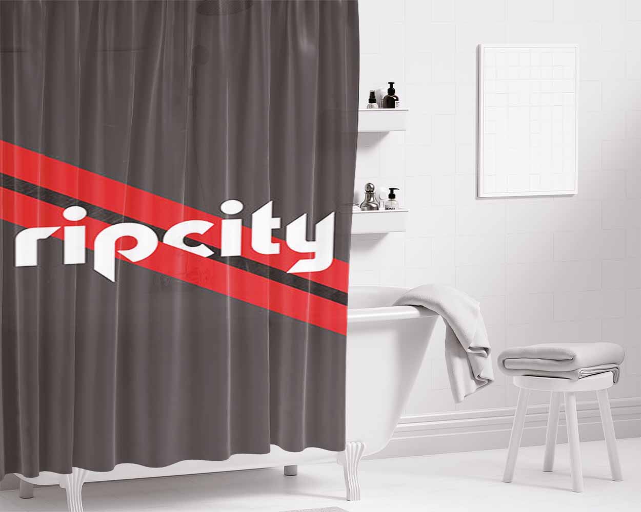 Blazers Rip City Bathroom Shower Curtain Fabric Waterproof | 66 X 72 Inch